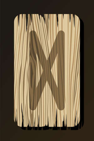 OLD WOODEN RUNE OF DAGAZ ON A WHITE BACKGROUND IN VECTORのイラスト素材