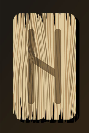 OLD WOODEN RUNE OF HAGALAZ ON A WHITE BACKGROUND IN VECTORのイラスト素材