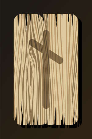OLD WOODEN RUNE OF NAUDIZ ON A WHITE BACKGROUND IN VECTORのイラスト素材