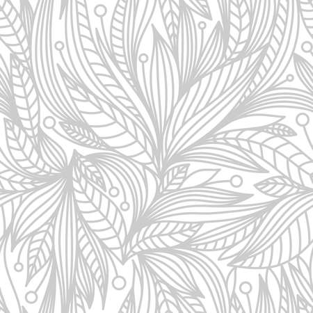 WHITE SEAMLESS PATTERN WITH GRAY ORNAMENT IN VECTORのイラスト素材