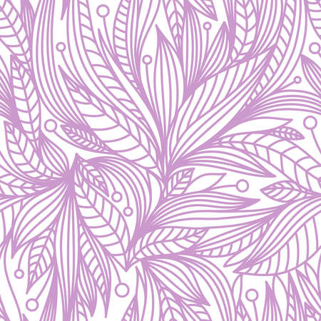 WHITE SEAMLESS PATTERN WITH LILAC ORNAMENT IN VECTORのイラスト素材
