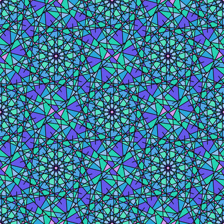TURQUOISE SEAMLESS BACKGROUND WITH KALEIDOSCOPE PATTERNの写真素材