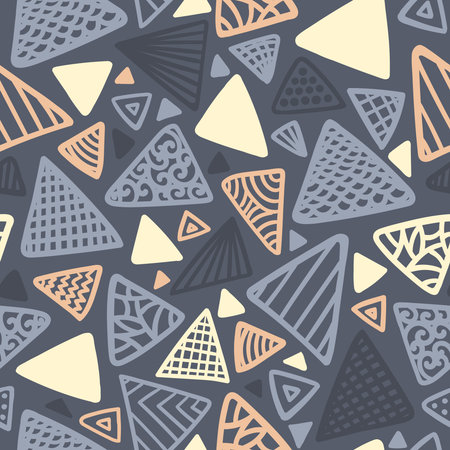 Seamless pattern with triangles on a gray background in a vectorのイラスト素材
