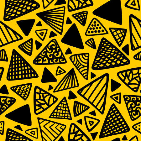 Seamless pattern with triangles on a yellow background in vector