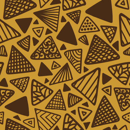 Seamless pattern with triangles on a golden background in vectorのイラスト素材