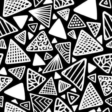 Seamless pattern with triangles on a black background in vectorのイラスト素材