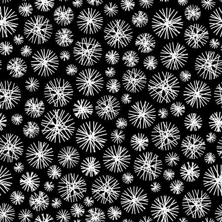 Seamless pattern with linear circles on a black background in vectorのイラスト素材