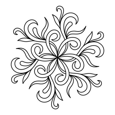 COLORING BOOK FOR ADULTS WITH A ROUND PLANT MANDALA ON A WHITE BACKGROUND IN VECTORのイラスト素材