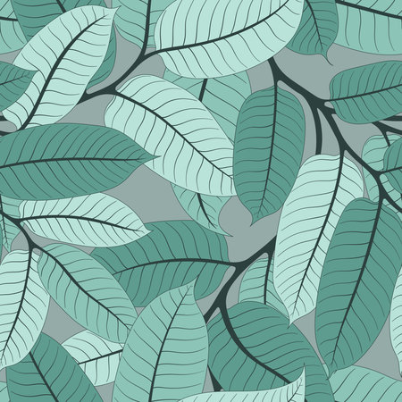 SEAMLESS PATTERN WITH MINT VIROLA BRANCHES ON A GRAY BACKGROUND IN VECTORのイラスト素材
