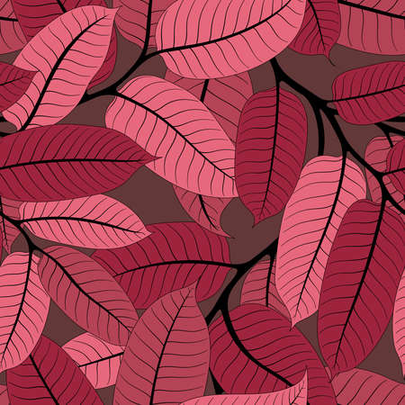 SEAMLESS PATTERN WITH PINK VIROLA BRANCHES ON A BROWN BACKGROUND IN VECTORのイラスト素材