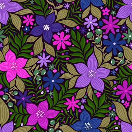 SEAMLESS PATTERN WITH COLORFUL COLORS ON A BLACK BACKGROUND IN VECTORのイラスト素材