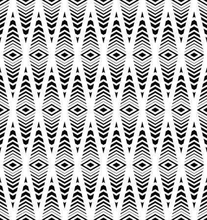 WHITE SEAMLESS PATTERN WITH BLACK ABSTRACT ORNAMENT IN VECTORのイラスト素材
