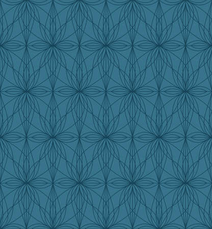 BLUE SEAMLESS PATTERN WITH LINEAR FLORAL ORNAMENT IN VECTORのイラスト素材
