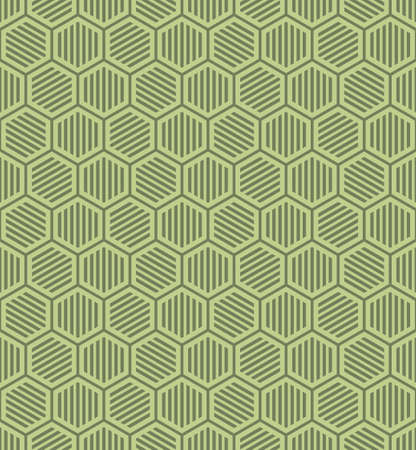 SEAMLESS PATTERN WITH HEXAGONS ON AN OLIVE BACKGROUND IN VECTORのイラスト素材