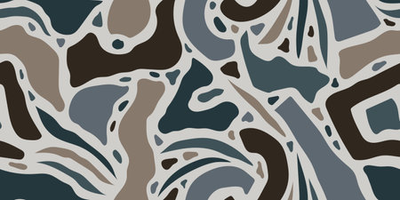A LONG SEAMLESS ABSTRACT PATTERN WITH MULTICOLORED SHAPELESS SPOTS ON A GRAY BACKGROUND IN A VECTORのイラスト素材