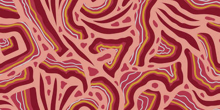 A long seamless abstract pattern with red stone cuts on a pink background in vectorのイラスト素材