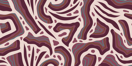 A LONG SEAMLESS ABSTRACT PATTERN WITH CRIMSON STONE CUTS ON A BEIGE BACKGROUND IN VECTORのイラスト素材