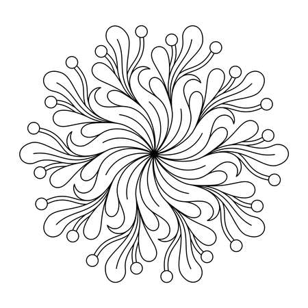 COLORING BOOK FOR ADULTS WITH A ROUND PLANT MANDALA ON A WHITE BACKGROUND IN VECTORのイラスト素材