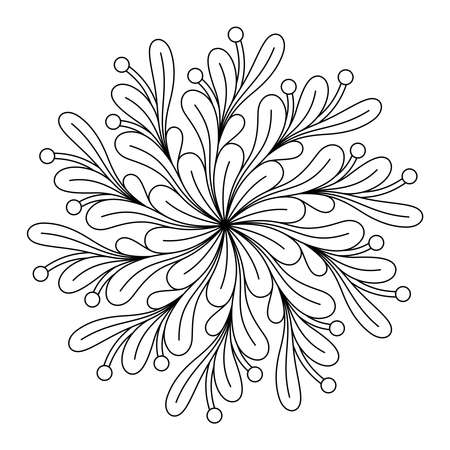 COLORING BOOK FOR ADULTS WITH A ROUND PLANT MANDALA ON A WHITE BACKGROUND IN VECTORのイラスト素材