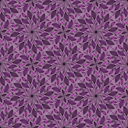 VINTAGE SEAMLESS PINK PATTERN WITH ROUND FLORAL ORNAMENT IN VECTORのイラスト素材