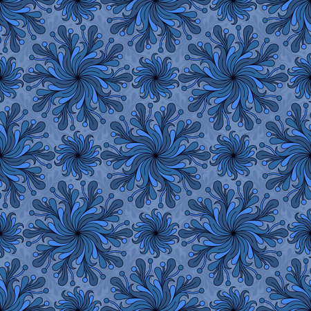 BLUE SEAMLESS PATTERN WITH ROUND SPIRAL ORNAMENT IN VECTORのイラスト素材