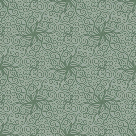 Light green seamless pattern with round linear ornament in vectorのイラスト素材