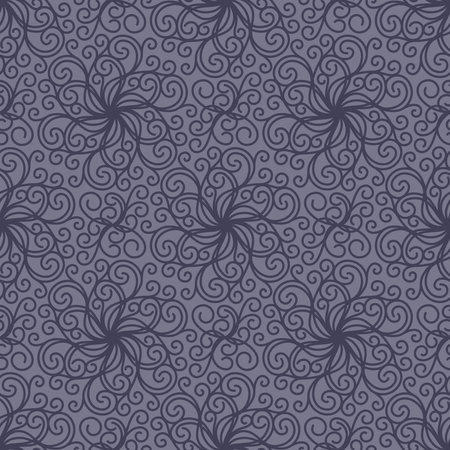 PURPLE SEAMLESS PATTERN WITH ROUND LINEAR ORNAMENT IN VECTORのイラスト素材