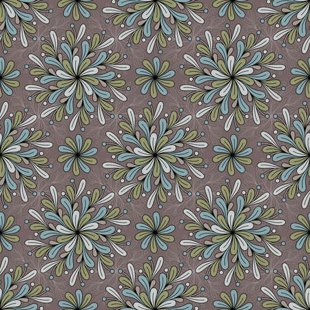 Beige seamless pattern with round spiral multicolored ornament in vectorのイラスト素材