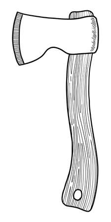 Black contour drawing of a tourist ax on a white background in vectorのイラスト素材
