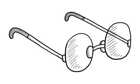 Black contour drawing of reading glasses on a white background in a vectorのイラスト素材