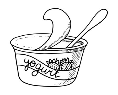 Sketch of a package with yogurt on a white background in a vectorのイラスト素材