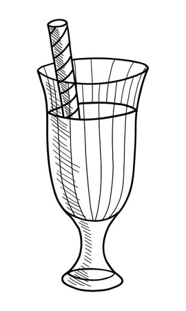 SKETCH OF A GLASS GLASS WITH A COCKTAIL ON A WHITE BACKGROUND IN VECTORのイラスト素材