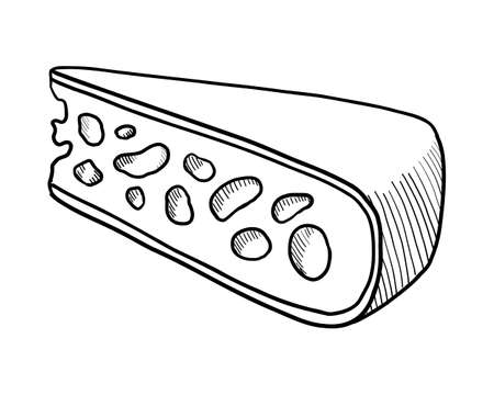 Sketch of a piece of cheese on a white background in a vectorのイラスト素材