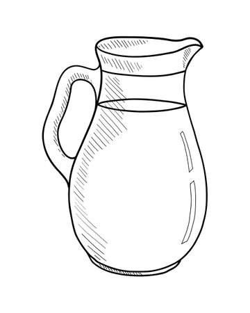 Sketch of a jug of milk on a white background in a vectorのイラスト素材