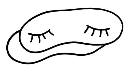 Black contour drawing of a sleep bandage on a white background in vectorのイラスト素材