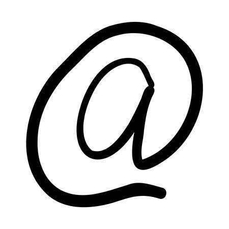 Black contour drawing of a email icon on a white background in vectorのイラスト素材