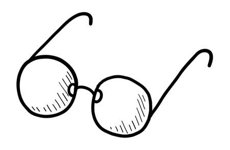 Black contour drawing of reading glasses on a white background in vectorのイラスト素材