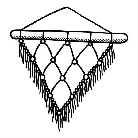 Black contour drawing of a knitted panel on a white background in vectorのイラスト素材