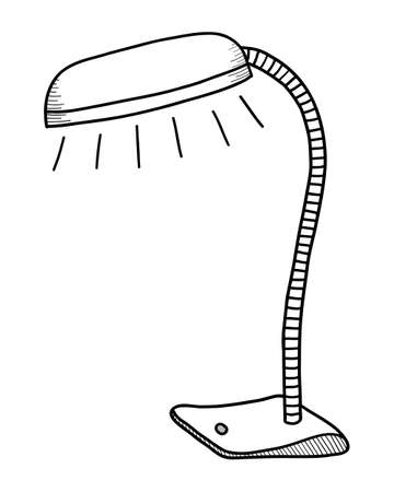 Black contour drawing of a table lamp on a white background in vectorのイラスト素材