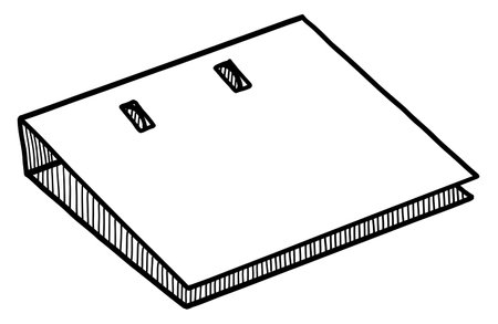BLACK OUTLINE DRAWING OF FOLDER WITH DOCUMENTS ON A WHITE BACKGROUND IN VECTORのイラスト素材
