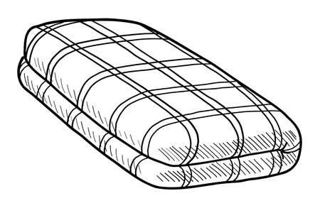 Black contour drawing of a plaid blanket on a white background in vectorのイラスト素材