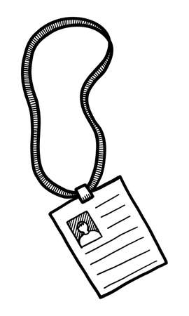 Black contour drawing of the badge on a white background in vectorのイラスト素材