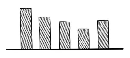 Black contour drawing of a graph on a white background in a vectorのイラスト素材