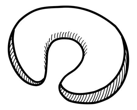 Black contour drawing of a soft pillow on a white background in vectorのイラスト素材