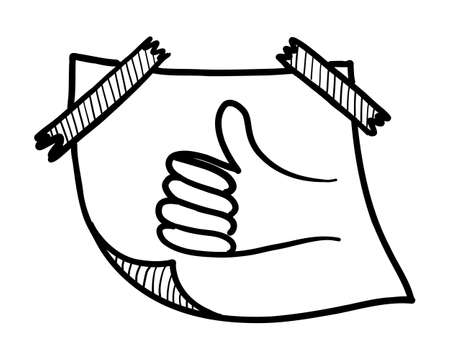 Black contour drawing of a positive sticker on a a white background in vectorのイラスト素材