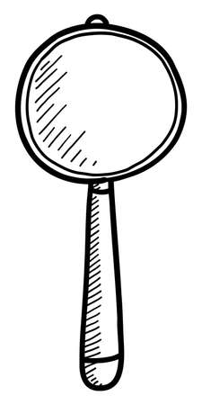 Black contour drawing of a magnifier on a white background in vectorのイラスト素材