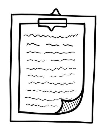 Black outline drawing of a paper document on a white background in vectorのイラスト素材