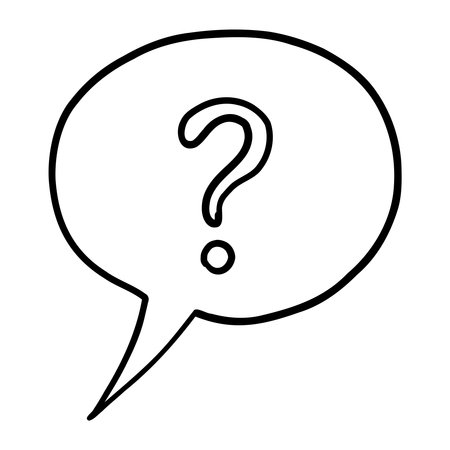BLACK OUTLINE DRAWING OF A QUESTION MARK ON A WHITE BACKGROUND IN VECTORのイラスト素材