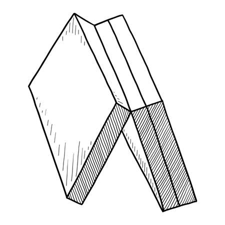 BLACK CONTOUR DRAWING OF A SPORTS MAT ON A WHITE BACKGROUND IN VECTORのイラスト素材