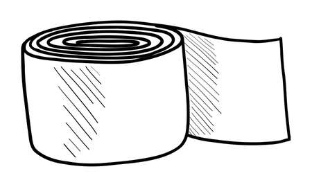 BLACK CONTOUR DRAWING OF AN ELASTIC BANDAGE ON A WHITE BACKGROUND IN VECTORのイラスト素材